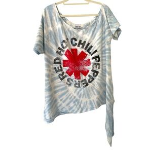 Red Hot Chili Peppers Tie Dye Shirt Plus Short Sleeve Off Shoulder